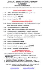 Program imprezy plenerowej "Wiklina 2013 Rudnik nad Sanem" - 07.05.2013 Program imprezy plenerowej "Wiklina 2013 Rudnik nad Sanem" - 07.05.2013